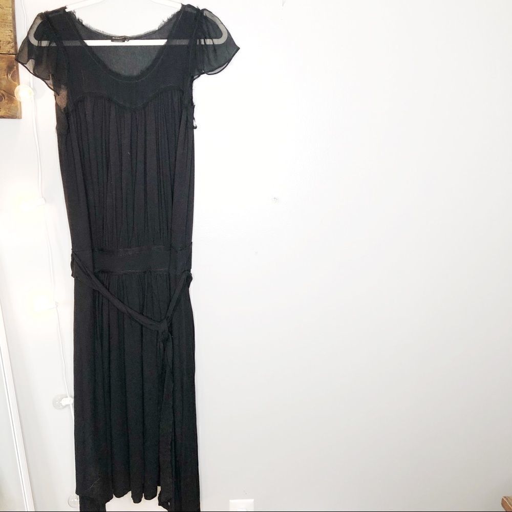 BCBGMaxAzria Stunning Black Silk Midi Dress